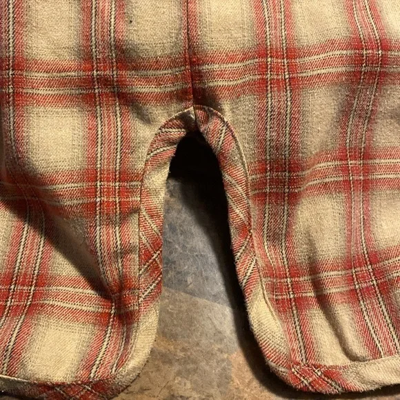Butter Melon Plaid Button Down Red & Tan Shirt - Picture 3 of 5